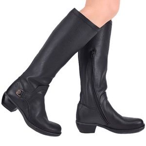 Fly London Myla Mistry Tall Black Leather Knee High Boots EU 37 US 6.5-7
